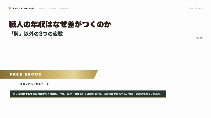 職人の年収はなぜ差がつくのか — 「腕」以外の3つの変数 eBook表紙