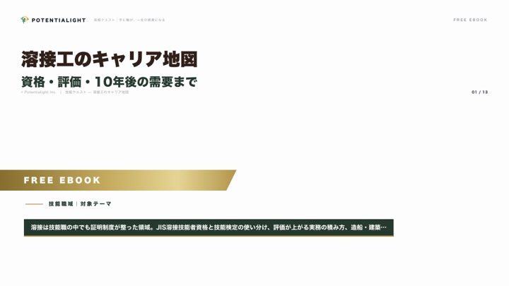 溶接工のキャリア地図 — 資格・評価・10年後の需要まで eBook表紙