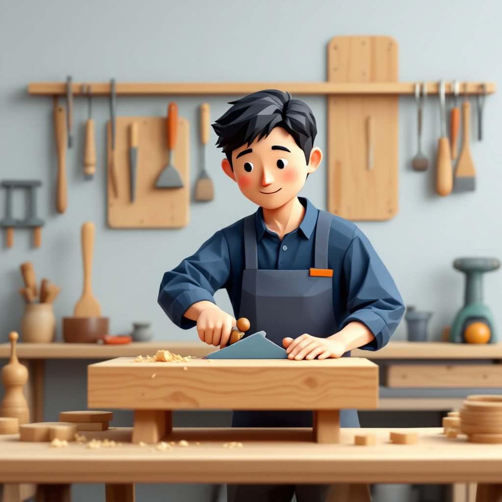 家具・木工職人のキャラクターイラスト