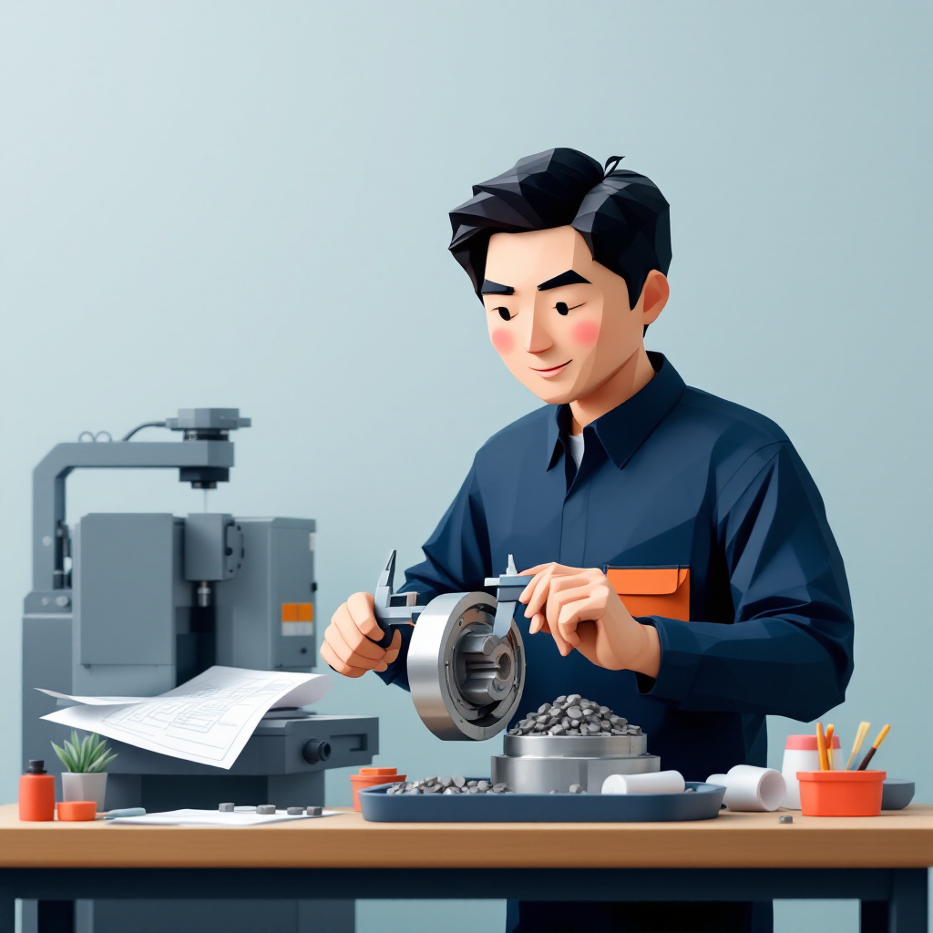 機械加工・仕上げ工のキャラクターイラスト