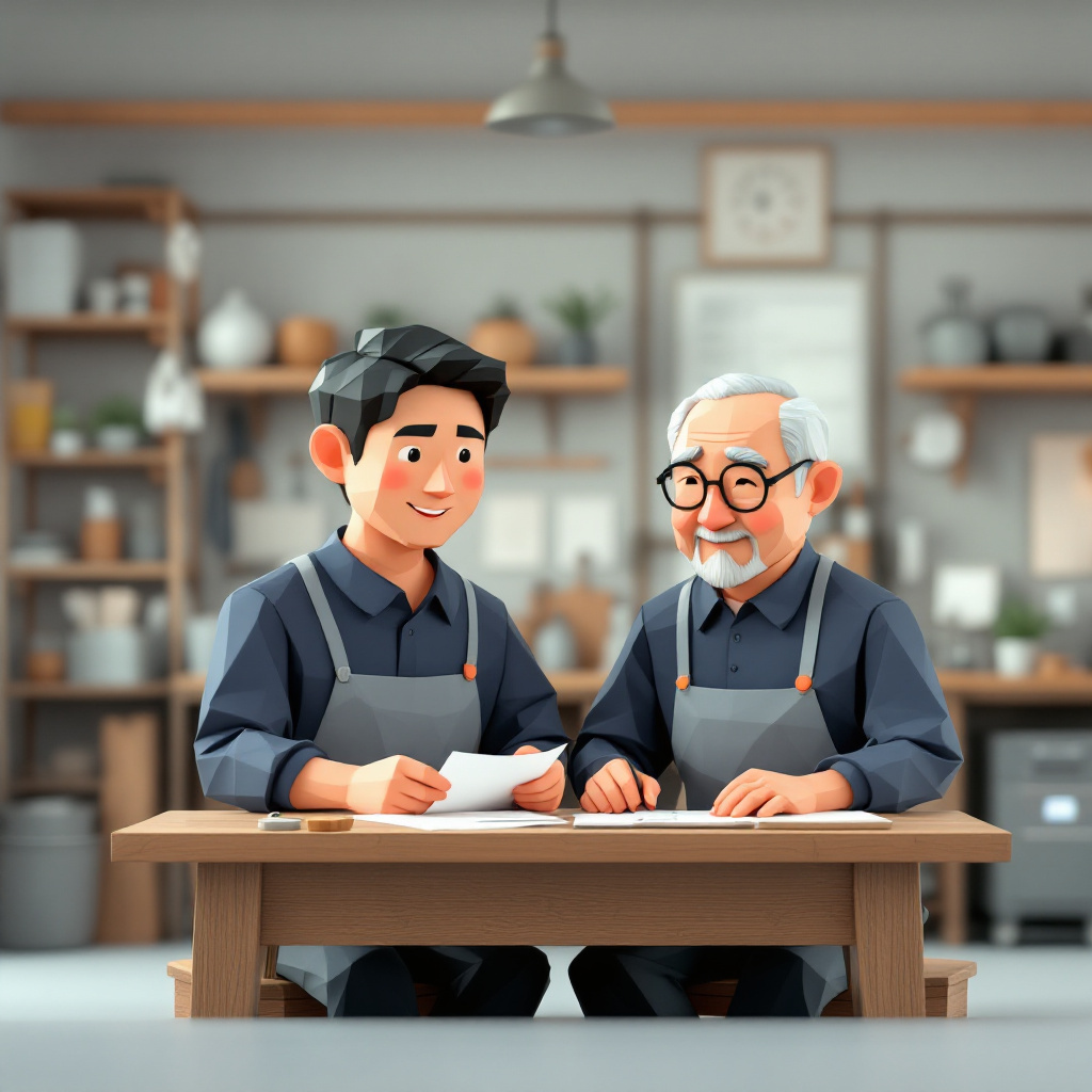 後継者・工房経営者のキャラクターイラスト